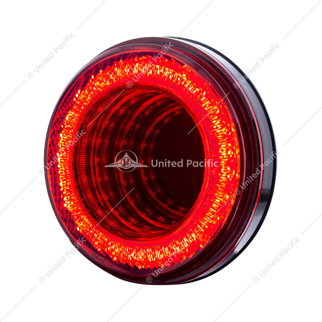 4-inch round 24 LED red mirage stop turn and tail light with mirror effect lens and durable sealed housing