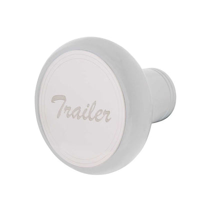 Deluxe Aluminum Screw-On Air Valve Knob With Stainless Trailer Plaque Pearl White - 22957