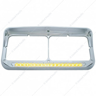 19 LED Rectangular Dual Headlight Bezel with Visor Amber LED Clear Lens  -  32347