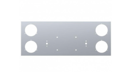 33-3/4" stainless steel rear center light panel with four 4" light cutouts, enclosed design, pre-drilled for license plate and light