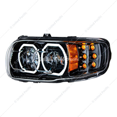 388/389 High Power 10 LED Blackout Headlight W/6 LED Turn & 100 LED Halo For 2008-15 PB 388 & 2008-2021 389-Driver  -  35786