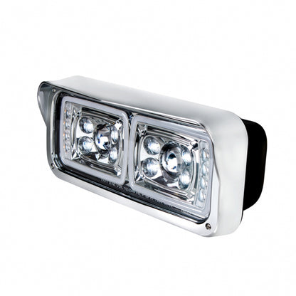 10 High Power LED Chrome Projection Headlight with LED Turn Signal & Position Light Bar Driver Side  - 35823