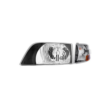 Black Bezel Headlight Assembly with Turn Signal for 1996-2003 Volvo VN (Set) - 36018