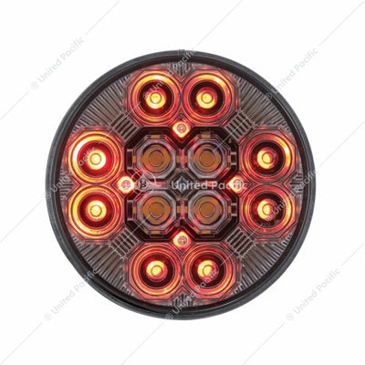 4" Round Combo Light With 12 LED Stop, Turn & Tail & 16 LED Back-Up - Red LED/Clear Lens  -  36608