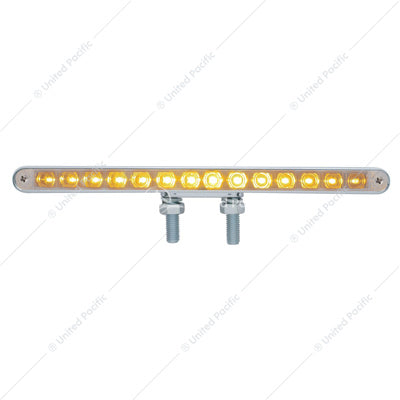 14 LED Amber/ Red Chrome Plastic 12 Inch Double Face Light Bar Clear Lens  -  39205