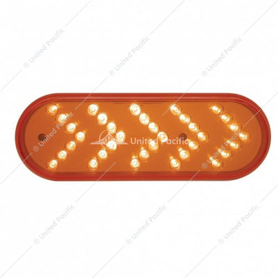35 LED Reflector Oval Sequential Turn Signal Light Red Led Red Lens  -  39476