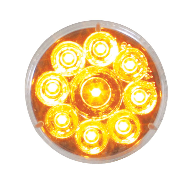 9 LED 2-1/2" Round Pure Reflector Light (Clearance/Marker) - Amber LED/Clear Lens  -  39741