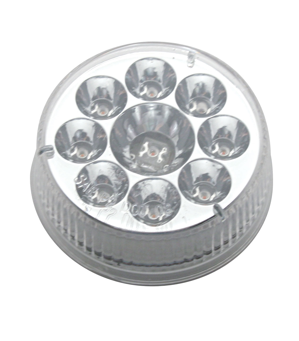 9 LED 2-1/2" Round Pure Reflector Light (Clearance/Marker) - Amber LED/Clear Lens  -  39741