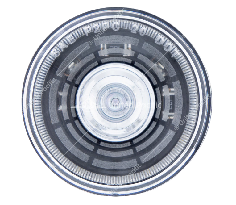 2" round Abyss clearance/marker light with 4 white LEDs, clear infinity-effect lens, sealed housing, DOT/SAE approved.