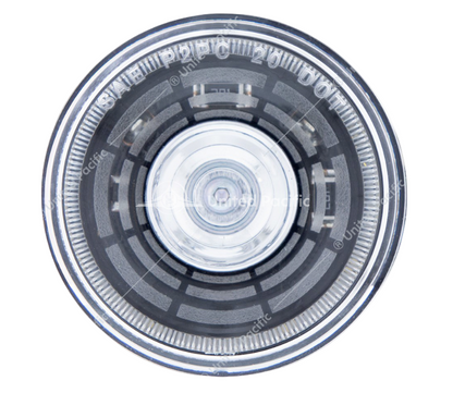 2" round Abyss clearance/marker light with 4 white LEDs, clear infinity-effect lens, sealed housing, DOT/SAE approved.