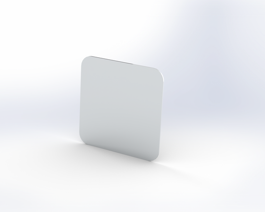 4x4 inch stainless steel tape-mount permit panel for IFTA, OOIDA, or other inspection stickers, 1 piece.