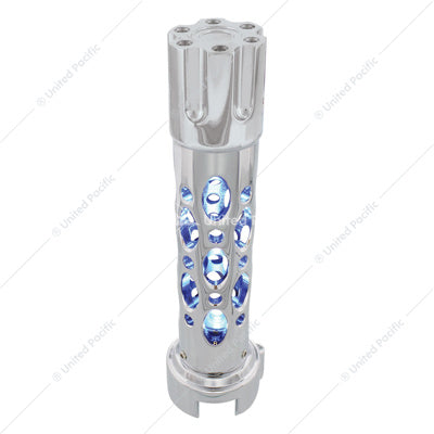 Chrome "Austin" 13/15/18 Speed Gun Cylinder Gearshift Knob With High Power LED - Blue  -  70726