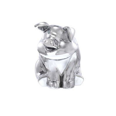 Chrome Die-Cast Sitting Pig Ornament  -  72046