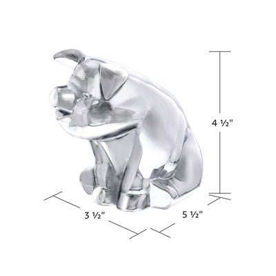 Chrome Die-Cast Sitting Pig Ornament  -  72046