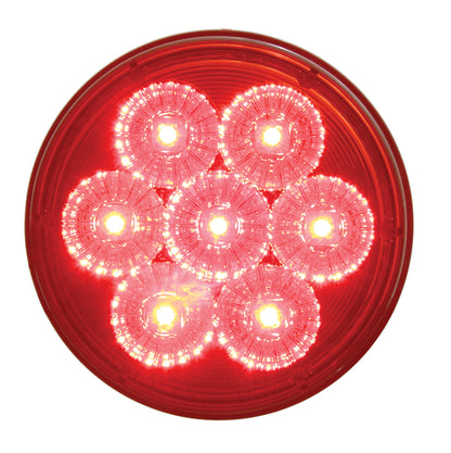4-inch round red LED stop turn and tail light with reflector lens and waterproof polycarbonate housing