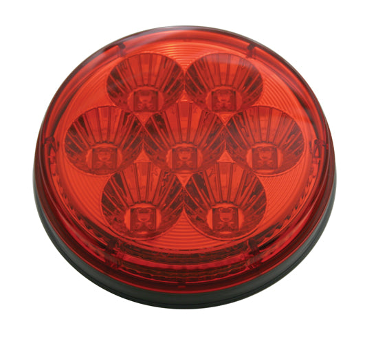 4-inch round red LED stop turn and tail light with reflector lens and waterproof polycarbonate housing