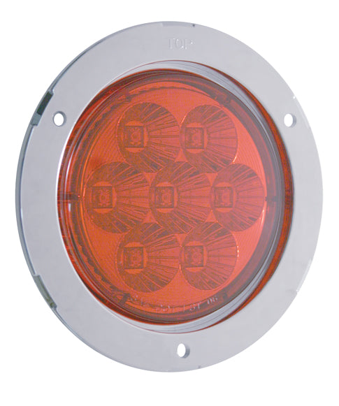 4-inch round red LED stop turn and tail light with reflector lens and waterproof polycarbonate housing