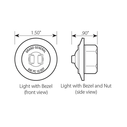 1"  Mini Red Clear 1 LED Light with Chrome Plastic Bezel  -  87063