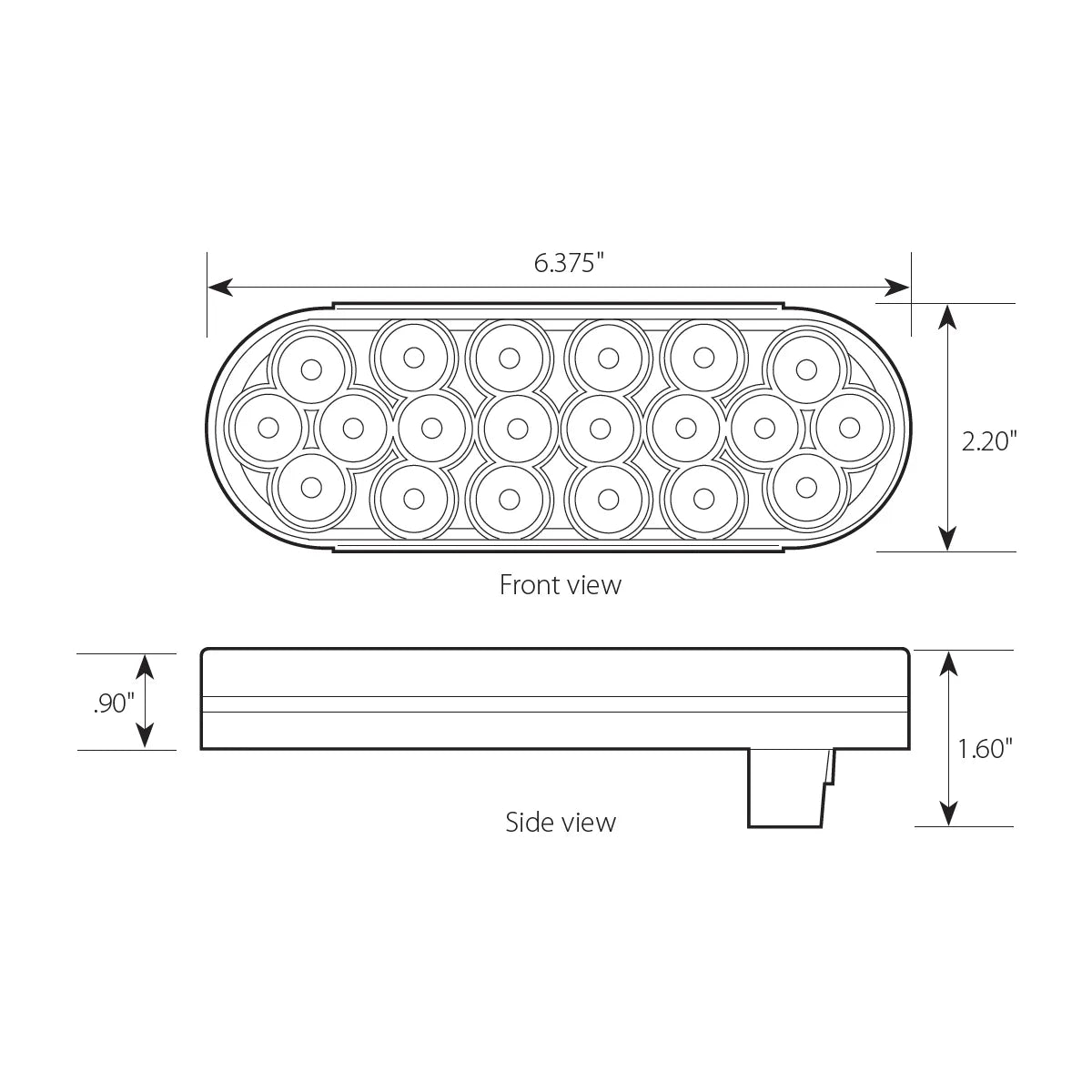 6 Inch Oval Fleet Red/Clear 20 LED Sealed Light  -  87729