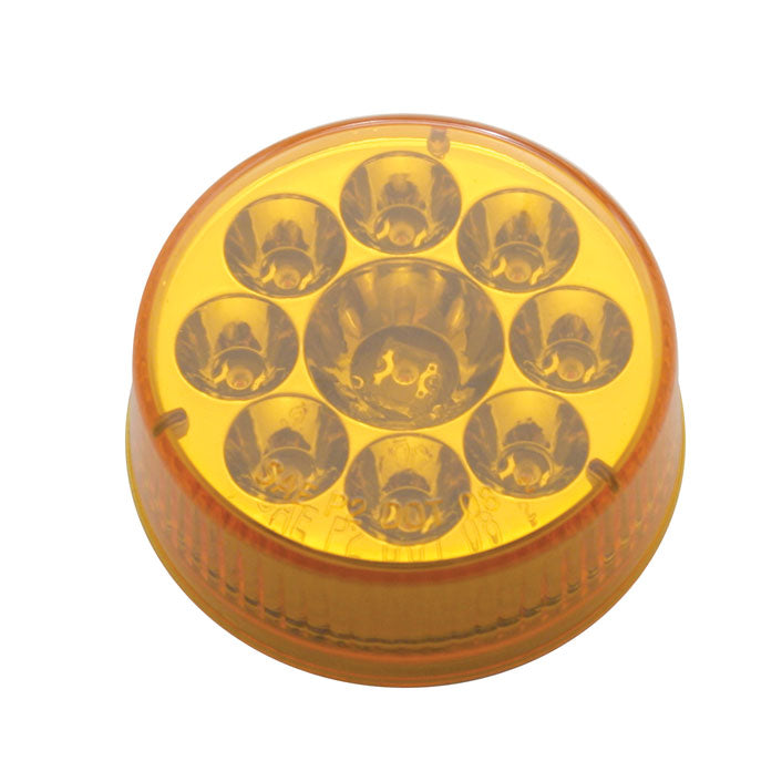 2.5-inch round amber LED clearance/marker light with 9 diodes, amber lens, and waterproof polycarbonate housing