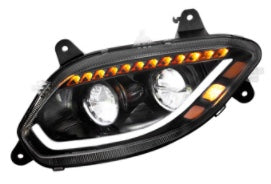 Black 86 LED Headlight for International LT Truck Driver Side – Includes DRL, Amber Turn Signal, and High/Low Beam LEDs