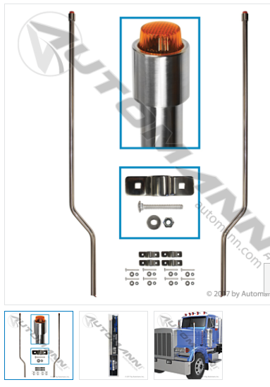 Stainless steel bumper guide set 562.J1481SS with amber LED bulbs
