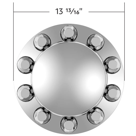 Chrome Dome Rear Axle Cover w/ 33mm Standard Style Push-On Nut Covers - 10316