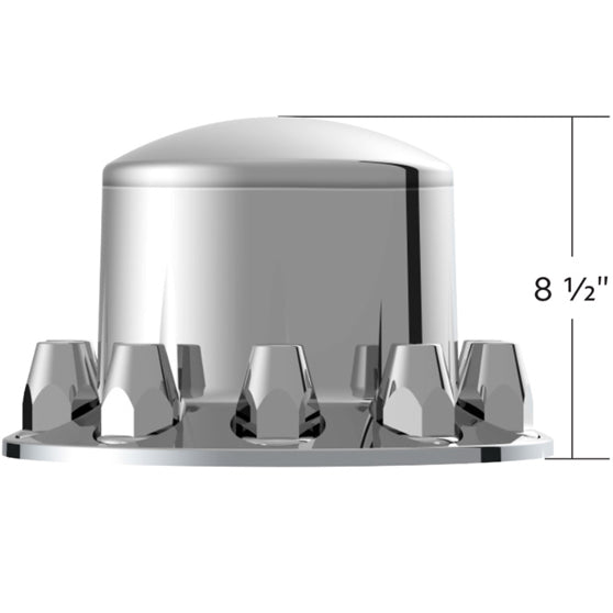Chrome Dome Rear Axle Cover w/ 33mm Standard Style Push-On Nut Covers - 10316