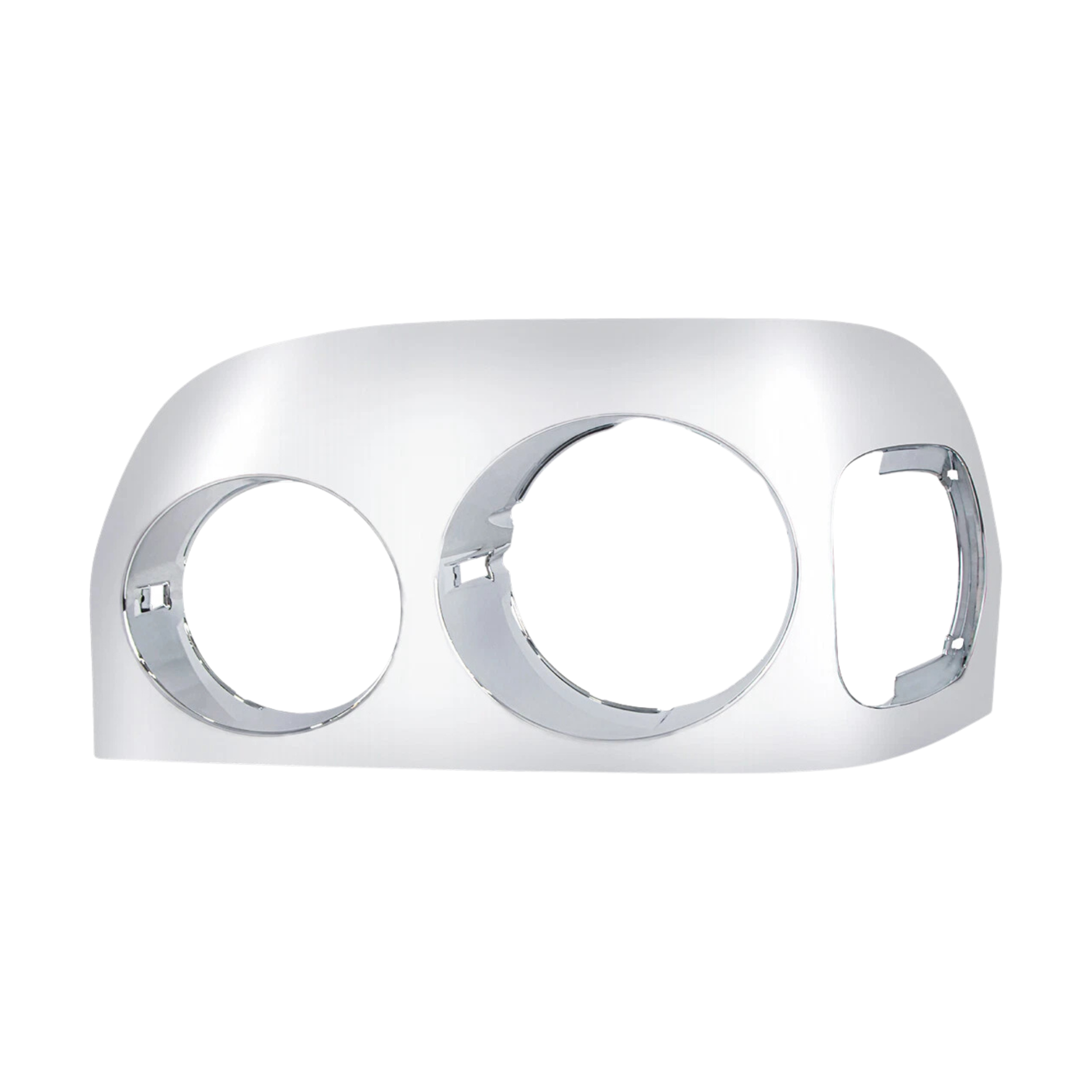 Chrome driver-side headlight bezel for 1996–2004 Freightliner Century with OEM-style mounting posts.