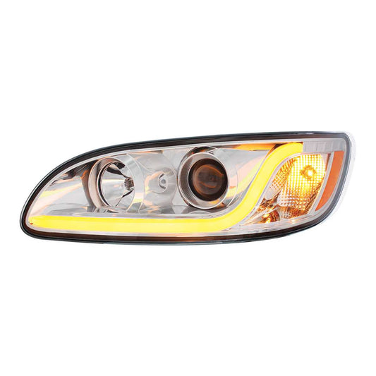 Chrome Projection Headlight With LED Dual Function Light Bar For PB 386 (2005-2015) & 387 (1999-2010) Driver Left  -  31252