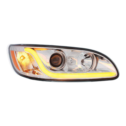 Chrome Projection Headlight With LED Dual Function Light Bar For PB 386 (2005-2015) & 387 (1999-2010) Passenger Right  -  31253