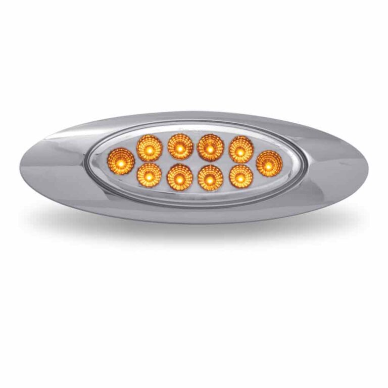 Clear amber LED G4 marker light with 10 diodes, polycarbonate lens, and IP67 waterproof rating