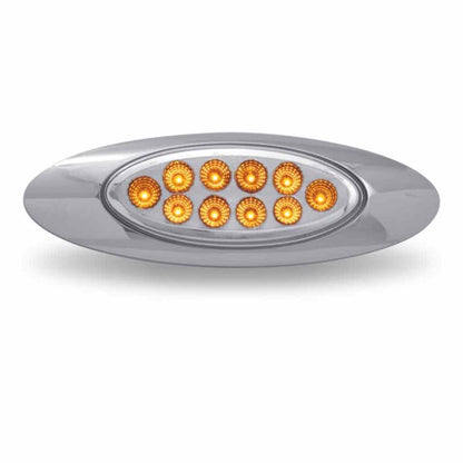 Clear amber LED G4 marker light with 10 diodes, polycarbonate lens, and IP67 waterproof rating
