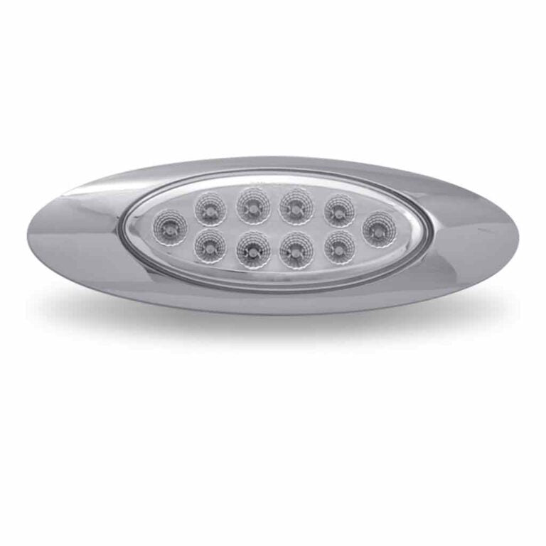 Clear amber LED G4 marker light with 10 diodes, polycarbonate lens, and IP67 waterproof rating