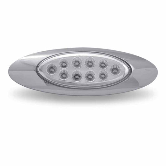 Clear amber LED G4 marker light with 10 diodes, polycarbonate lens, and IP67 waterproof rating