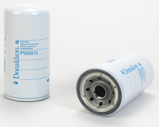 Donaldson P556915 spin-on primary fuel filter, 3.66in diameter, 7.87in length, 1-12 UN thread, designed for Detroit Diesel Series 60 engines.