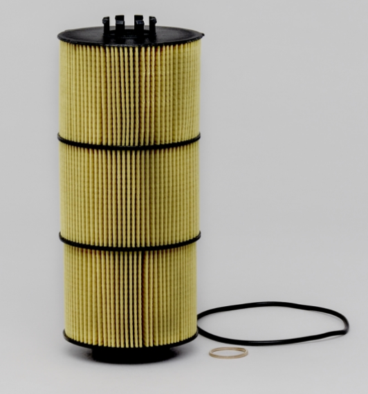 Donaldson P582506 lube filter cartridge, 10.89in long, 4.57in outer diameter, for Detroit Diesel DD15 engines.