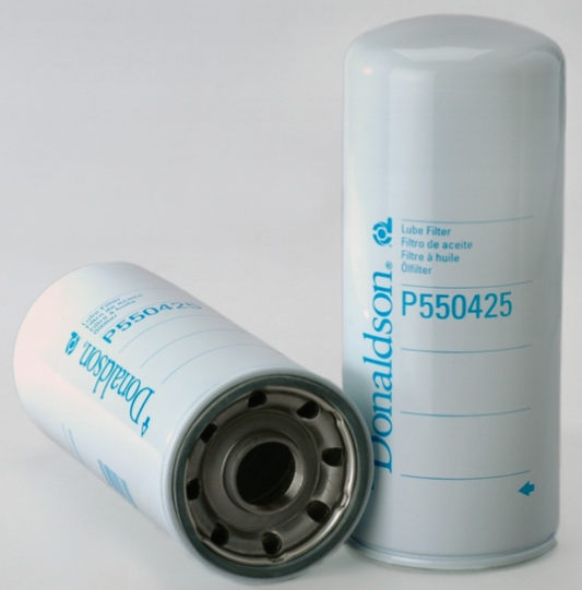 Donaldson P550425 spin-on bypass lube filter, 4.29in diameter, 10.35in length, 1 3/8-16 UN thread, designed for Volvo D13 engines.