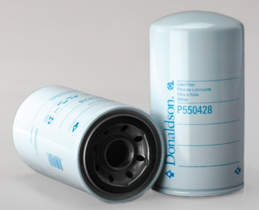 Donaldson P550428 spin-on full flow lube filter, 3.66in diameter, 1 1/8-16 thread, vehicle-specific for Cummins ISB 6.7L engines.