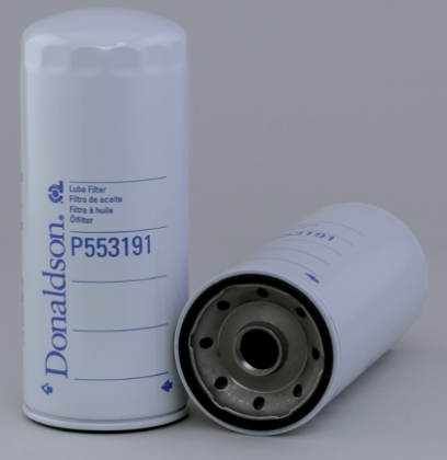 Donaldson P553191 spin-on full flow lube filter, 4.25in diameter, 10.31in length, 1 1/8-16 UN thread, designed for Volvo D13 engines.