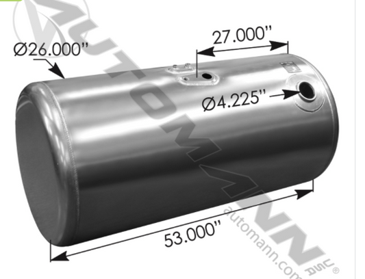 Round aluminum fuel tank 110-gallon for Peterbilt trucks