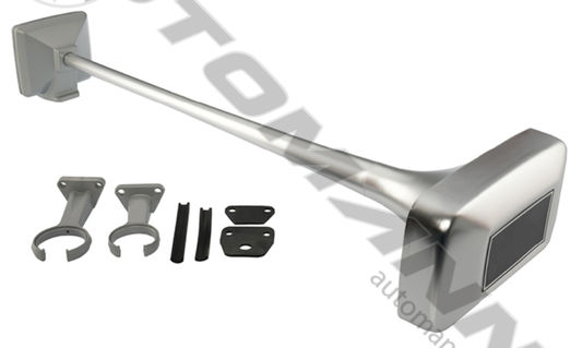 Hadley single rectangular bell air horn, 29-inch anodized aluminum with 7/16-24 air connection