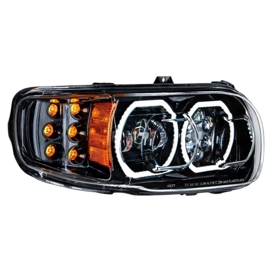 High Power 10 LED Blackout Headlight with 6 LED Turn & 100 LED Halo For 2008-15 PB 388 & 2008-2021 389 - Passenger  -  35787