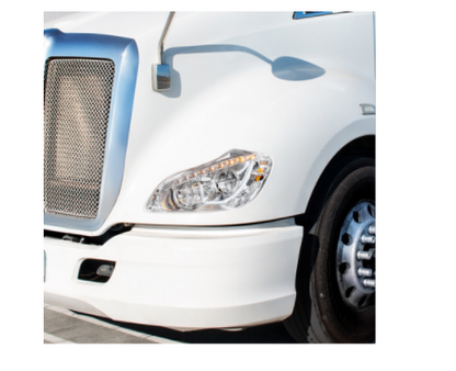 High power 45 LED chrome headlight with sequential turn signal, fits driver side of 2013–2021 Kenworth T680