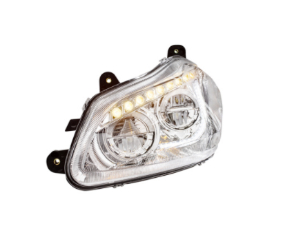 High power 45 LED chrome headlight with sequential turn signal, fits driver side of 2013–2021 Kenworth T680
