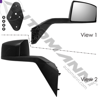 Black right-hand hood mount mirror for Volvo trucks – 563.96006