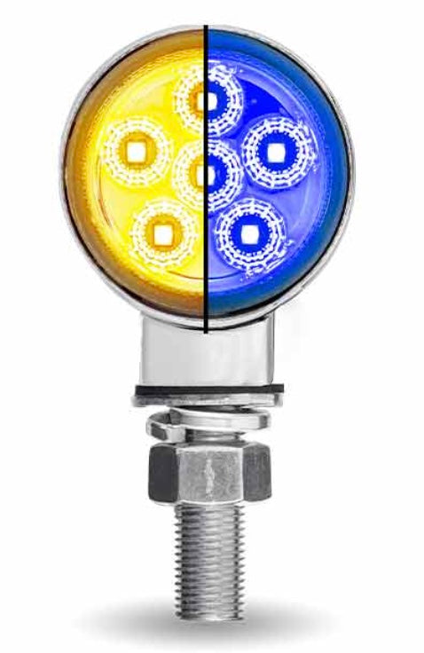 Amber/Red Clearance Marker to Blue Auxiliary 1.8″ Mini Double Face Round Light - TLED-DL1XB