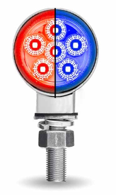 Amber/Red Clearance Marker to Blue Auxiliary 1.8″ Mini Double Face Round Light - TLED-DL1XB