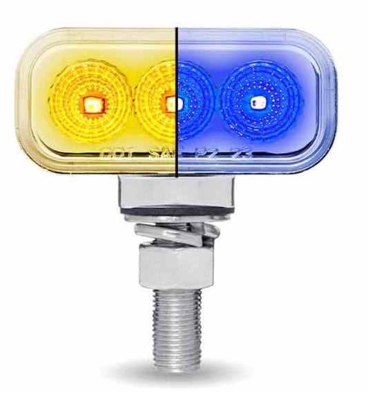 Amber/Red Clearance Marker to Blue Auxiliary 1.5″ x 3″ Mini Double Face Rectangular Light - TLED-DR1XB