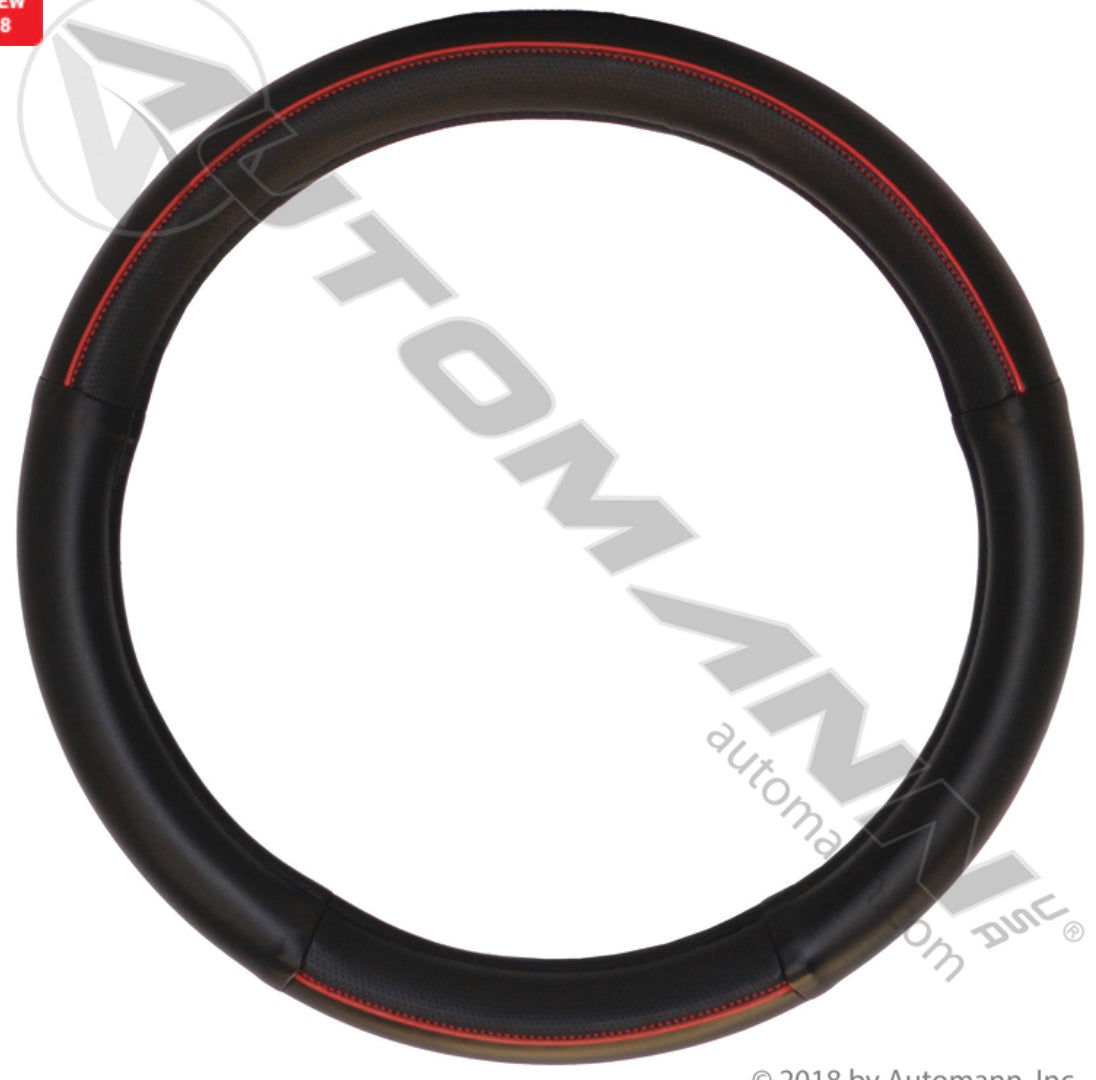 Steering Wheel Cover Black with Red Stripe - 562.99009SWC-R